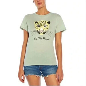 Wildfox On The Prowl Tee Shirt T-Shirt Short Sleeve Graphic Cheetah Cat New S M